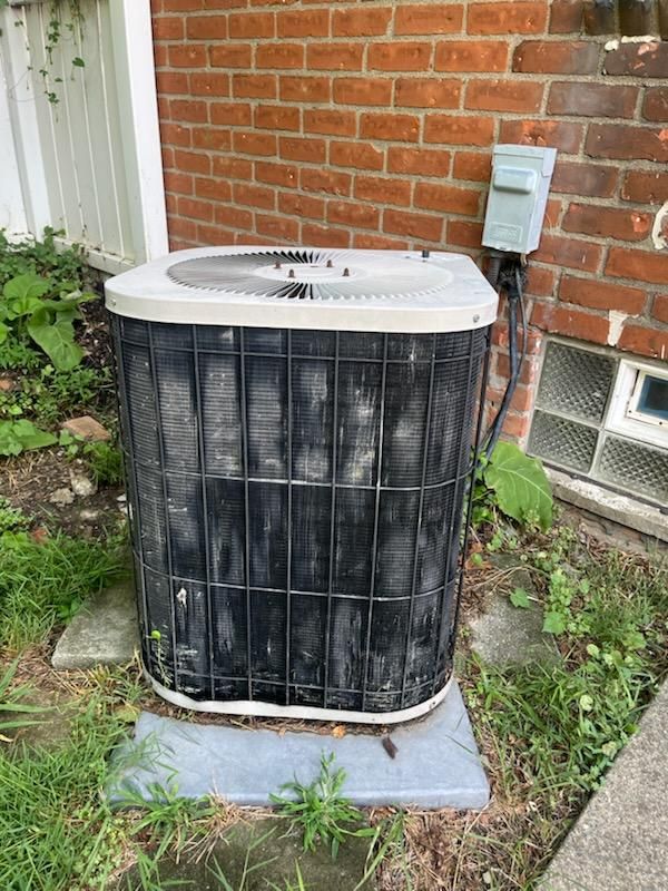 Condenser replacement with safety cage before work